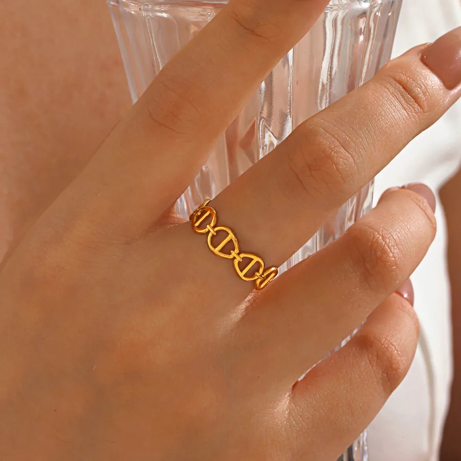 18K Gold PVD Coated Geometric Stainless Steel Ring