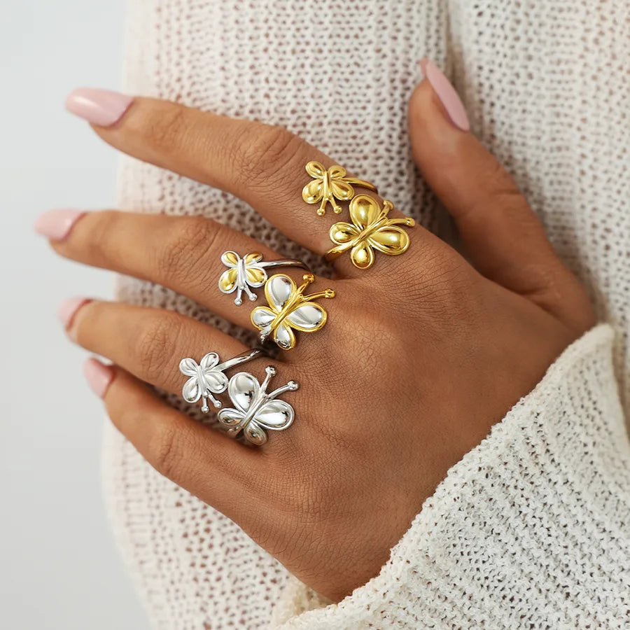 18K Gold Butterfly Adjustable Ring