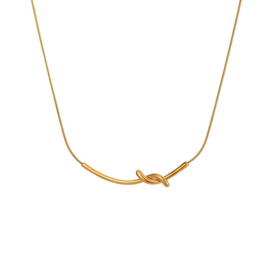 18K Gold Twisted Pendant Stainless Steel Necklace