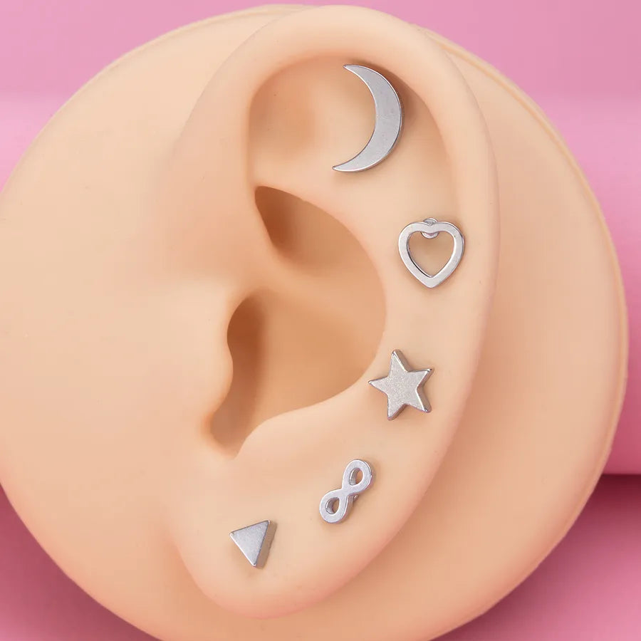 Silver Geometric Zircon Tooth Earrings Set