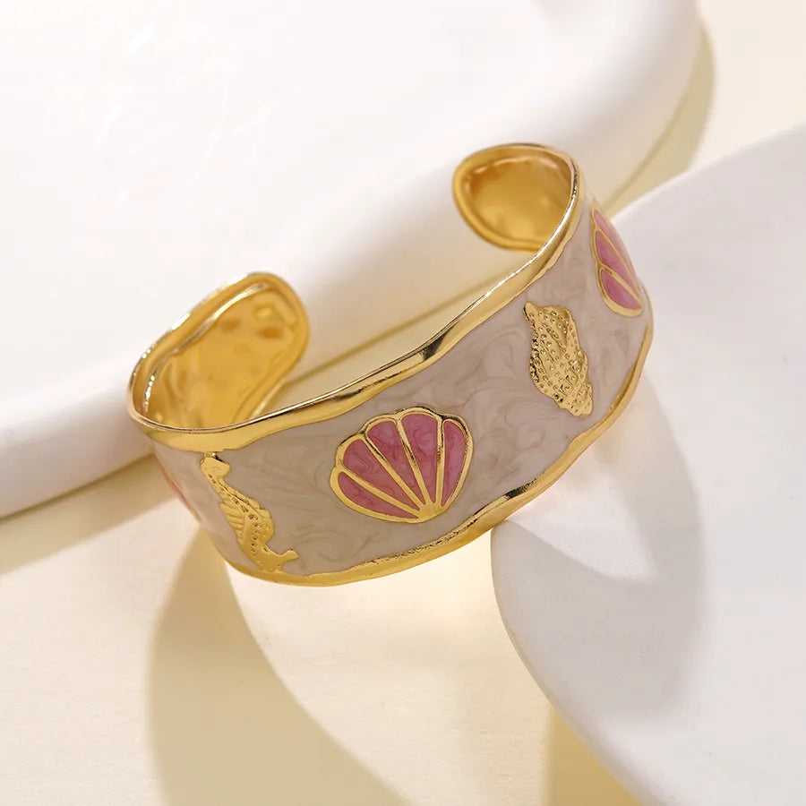 Gold-Plated Conch & Scallop Stainless Steel Bracelet