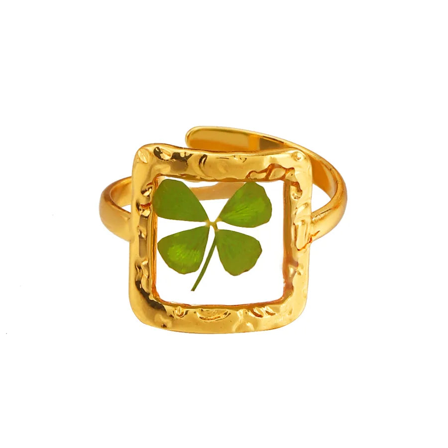18K Gold Flower Open Ring – Stainless Steel Style 5