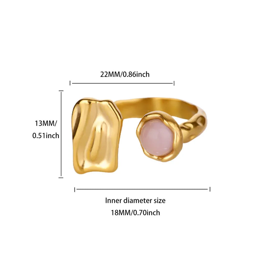 Retro Pink Cat Eye Geometric Open Ring JZ8014G-1
