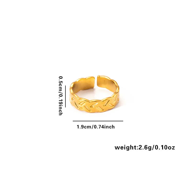 18K Gold Plated Titanium Steel Open Ring Adjustable Opening TYGR0163