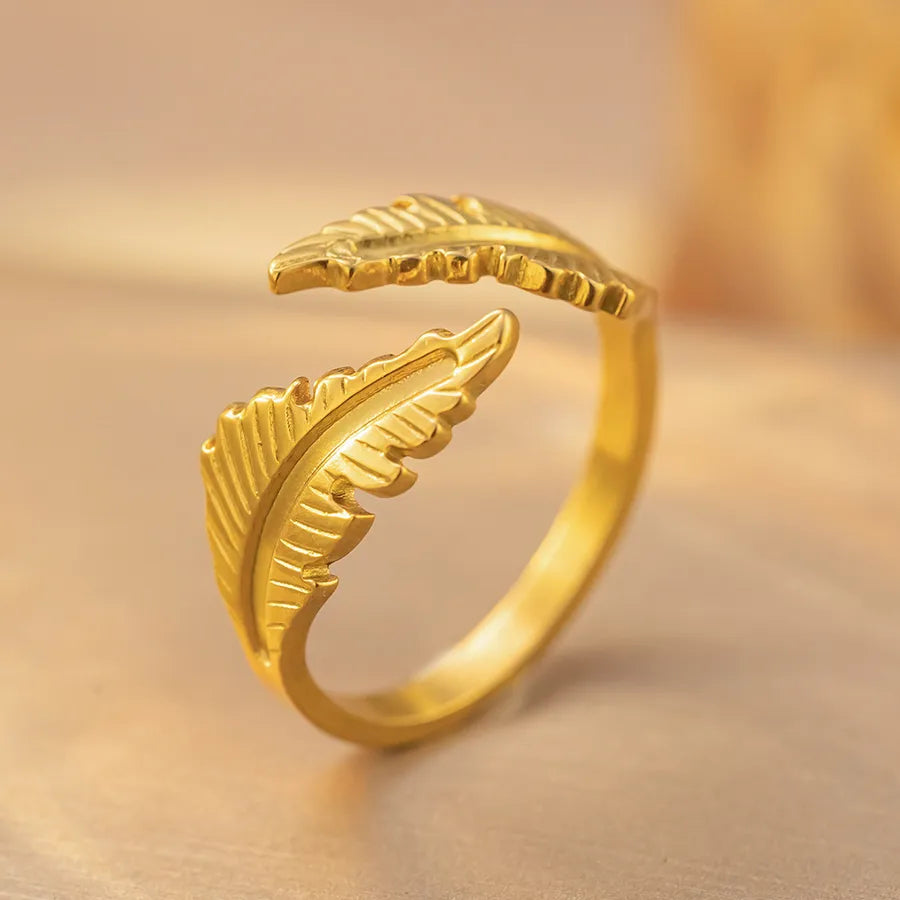 18K Gold Titanium Steel Geometric Open Ring K293 Gold Ring Adjustable