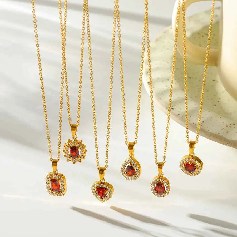 Gold Plated Zircon Pendant Necklace for Women
