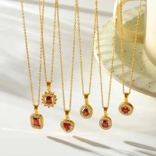 Gold Plated Zircon Pendant Necklace for Women