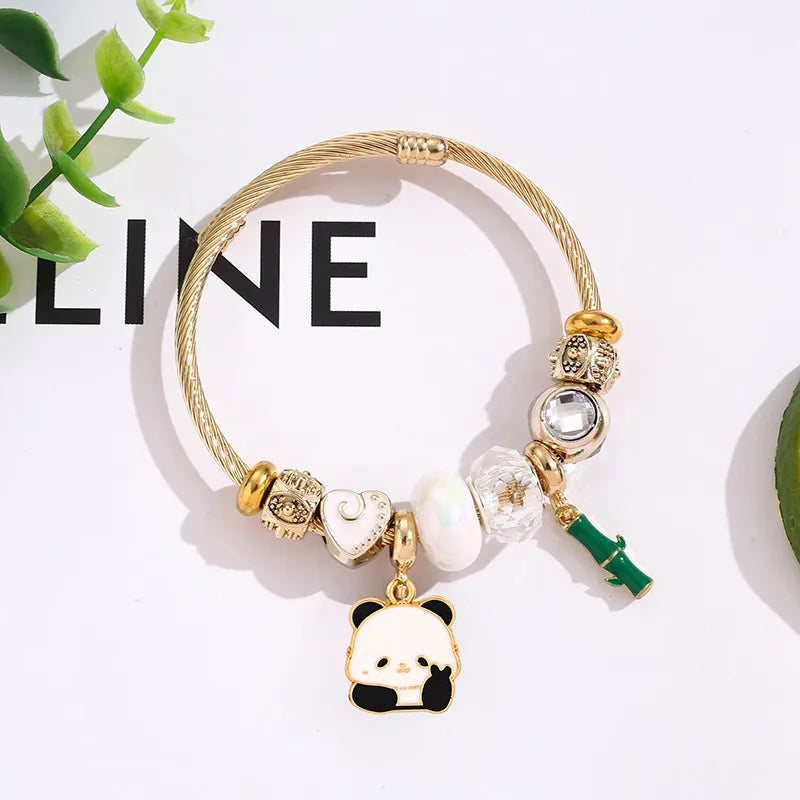 Cute Panda Charm Stainless Steel Bracelet #8