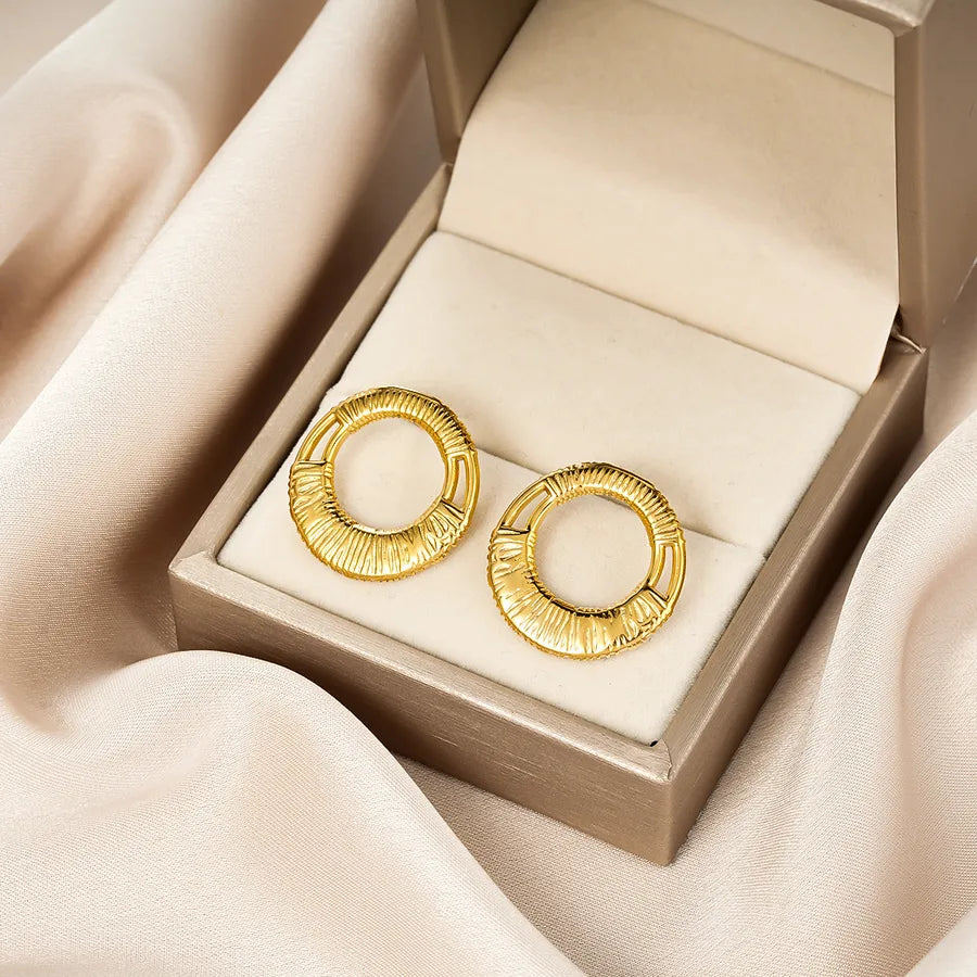 Irregular 18K Gold Plated Stainless Steel Earrings E1379-A (Gold Stud Earrings Pairs)