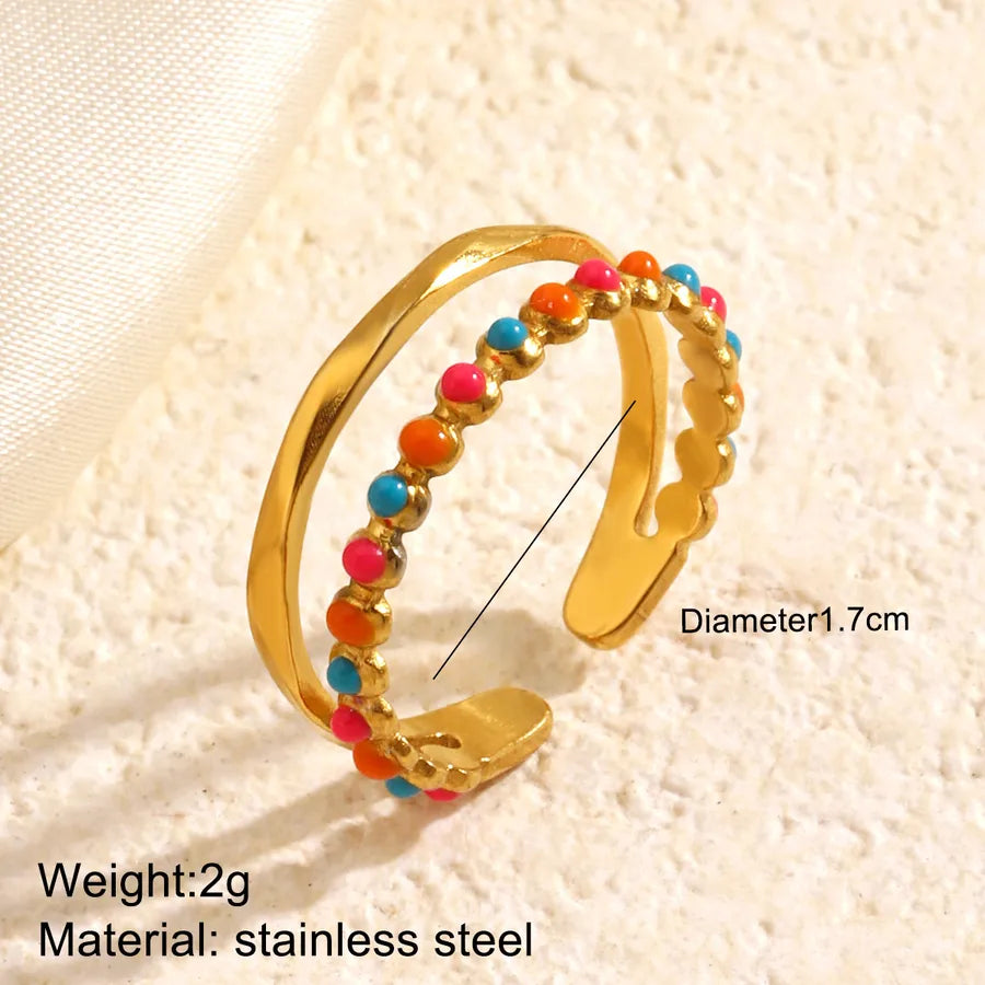 Rainbow Heart Stainless Steel Open Ring Style 125