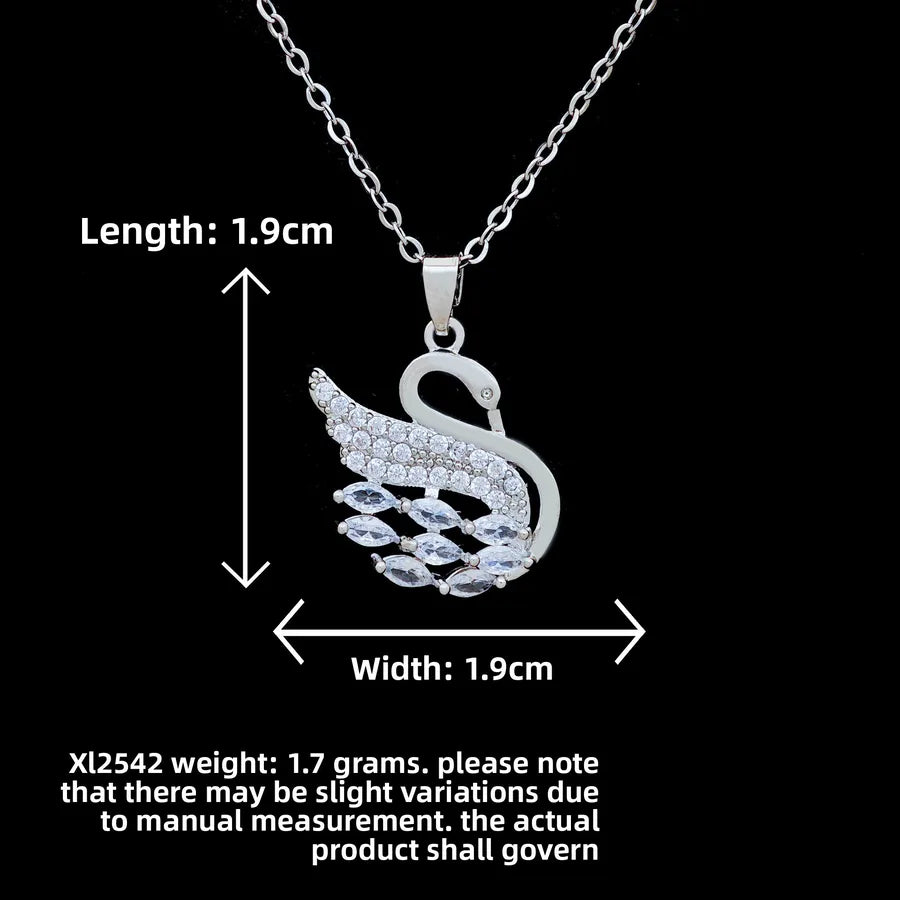 Butterfly & Whale Couple Pendant Necklace XL2542 Swan Necklace Silver