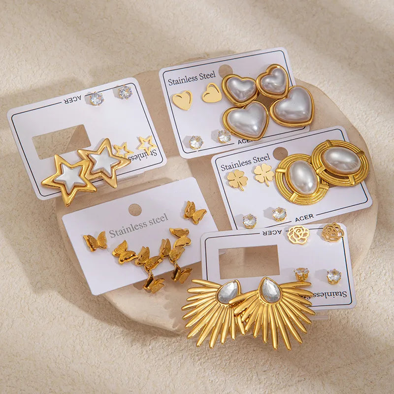 Gold Star & Butterfly Hoop Earrings