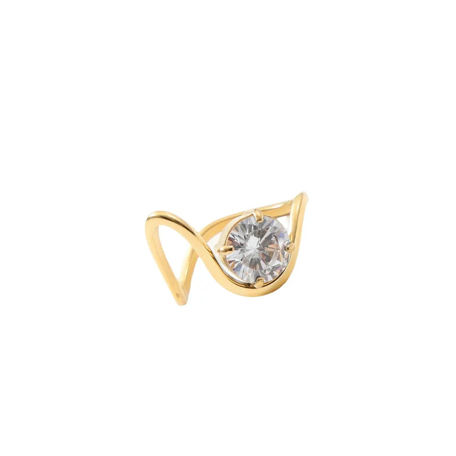 18K Gold Plated Geometric Zirconia Ring