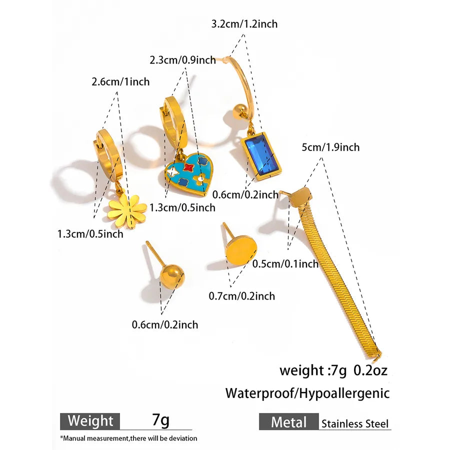 Gold Plated Butterfly & Heart Earrings Set – 3 Pairs 4#