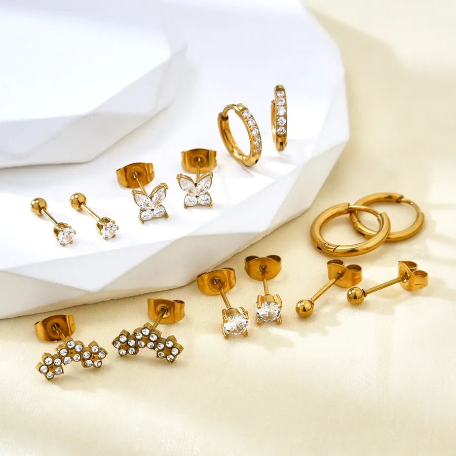 18K Gold Plated Geometric Flower Stud Earrings