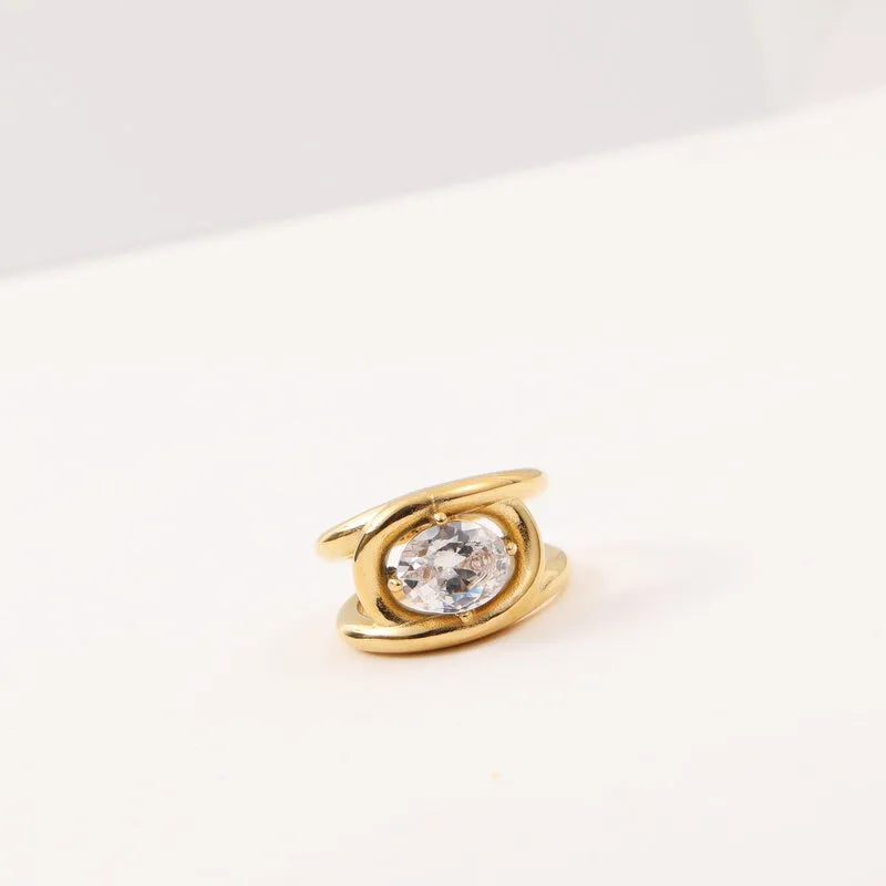 18K Gold Plated Titanium Steel Zircon Ring Bracelet