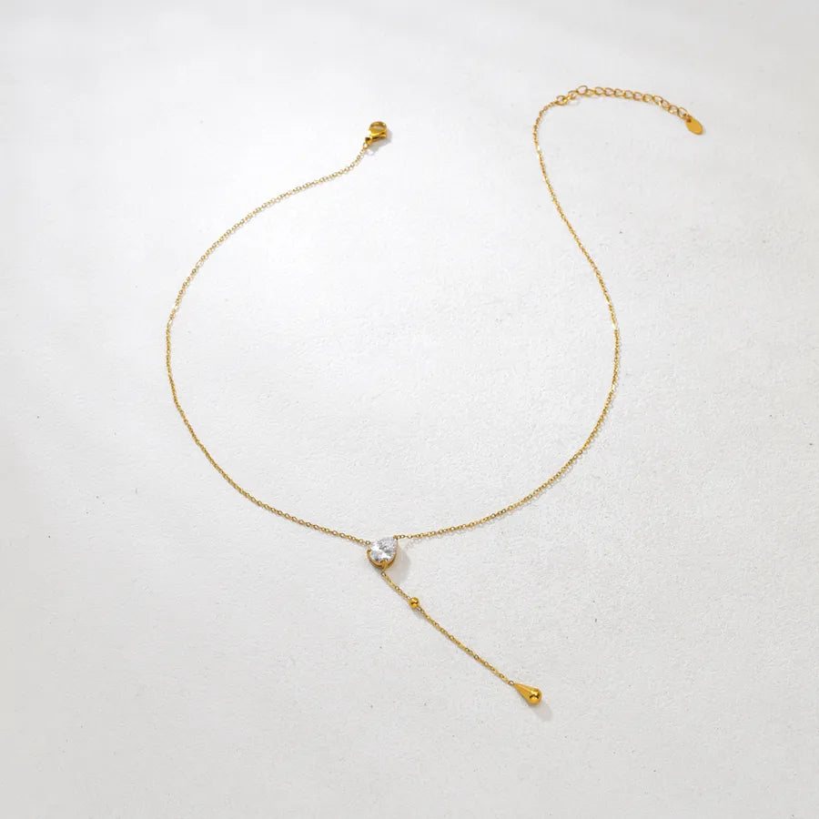 Gold Cross Tassel Necklace – Zircon & Stainless Steel