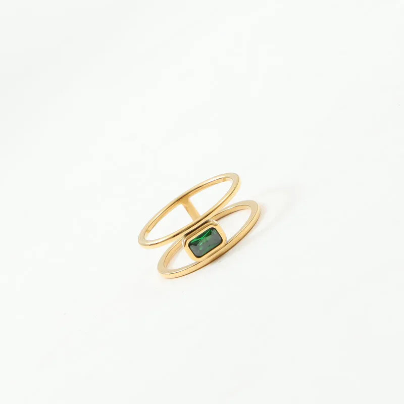 Green Zircon Geometric Ring in 18K Gold