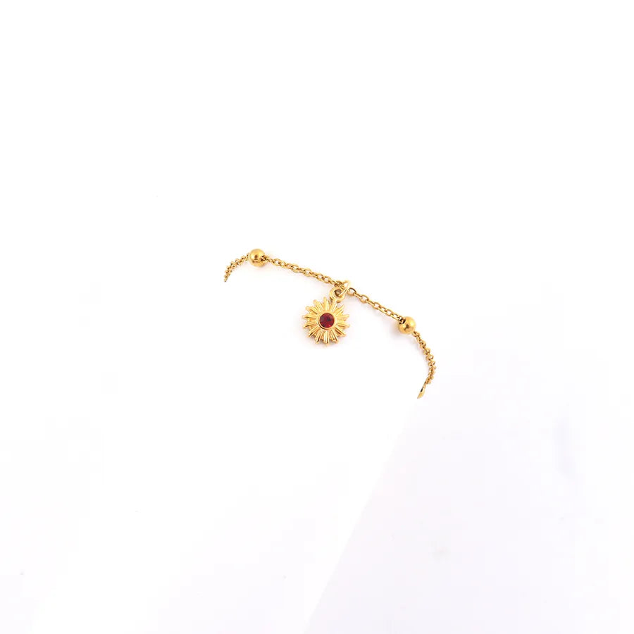 Gold Sun Pendant Stainless Steel Bracelet