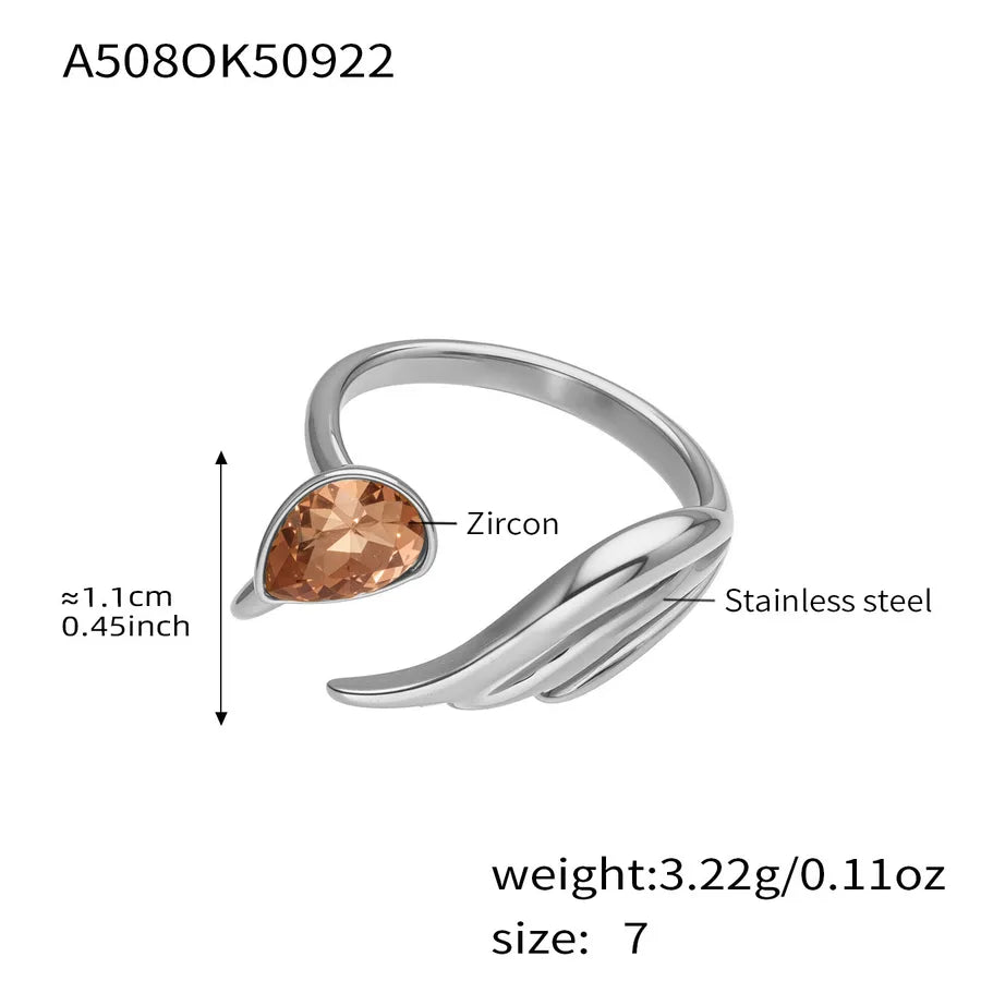 Champagne Zircon Geometric Ring – 18K Gold Plated A508-Steel Champagne Zircon Ring
