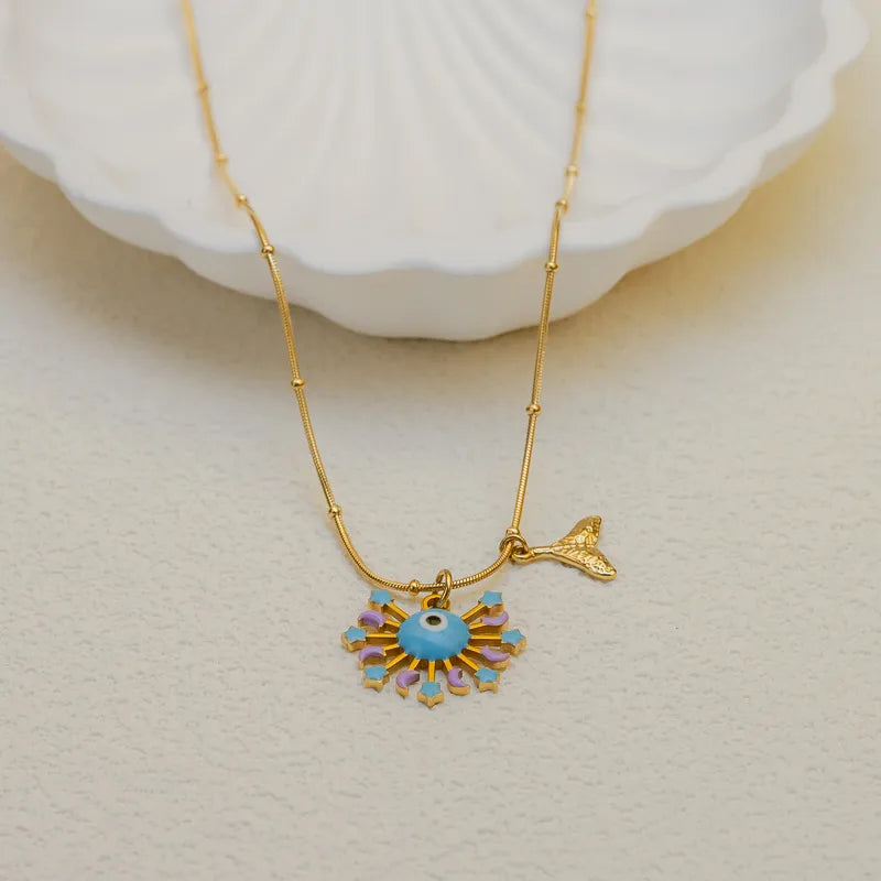 Blue Evil Eye Stainless Steel Necklace