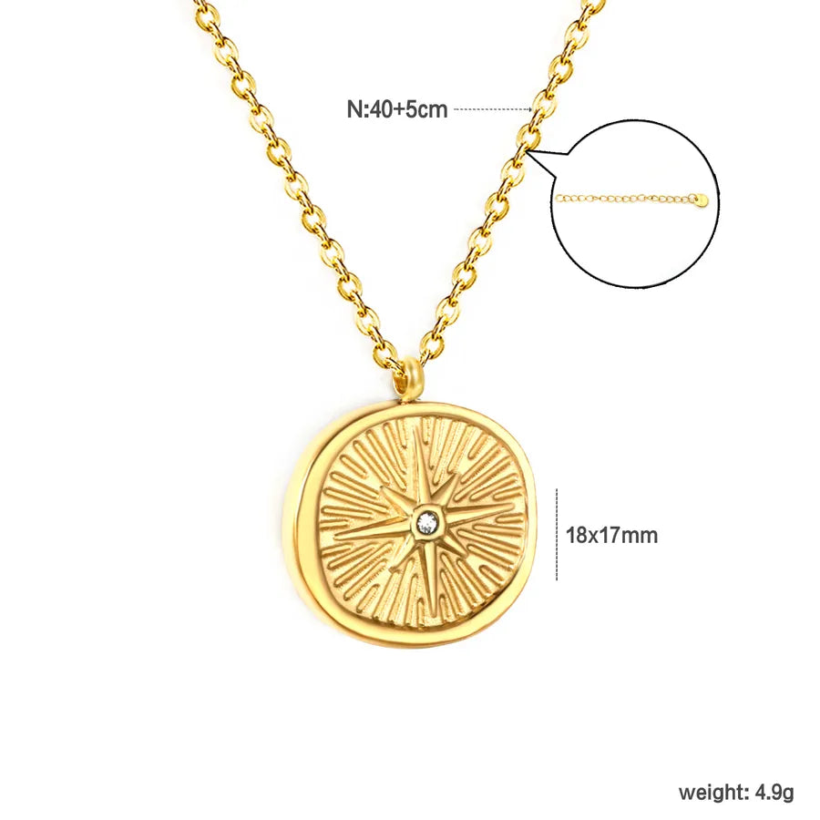 Stainless Steel Sun Pendant Necklace NE2G990AG