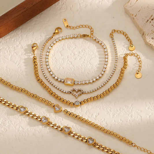 Heart-Shaped Zirconia Tennis Bracelet for Women