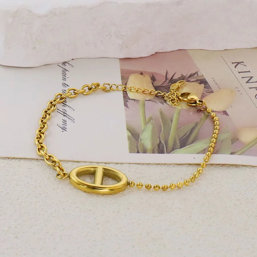 Gold Plated Stainless Steel Asymmetric Bracelet Average Size Gold 362