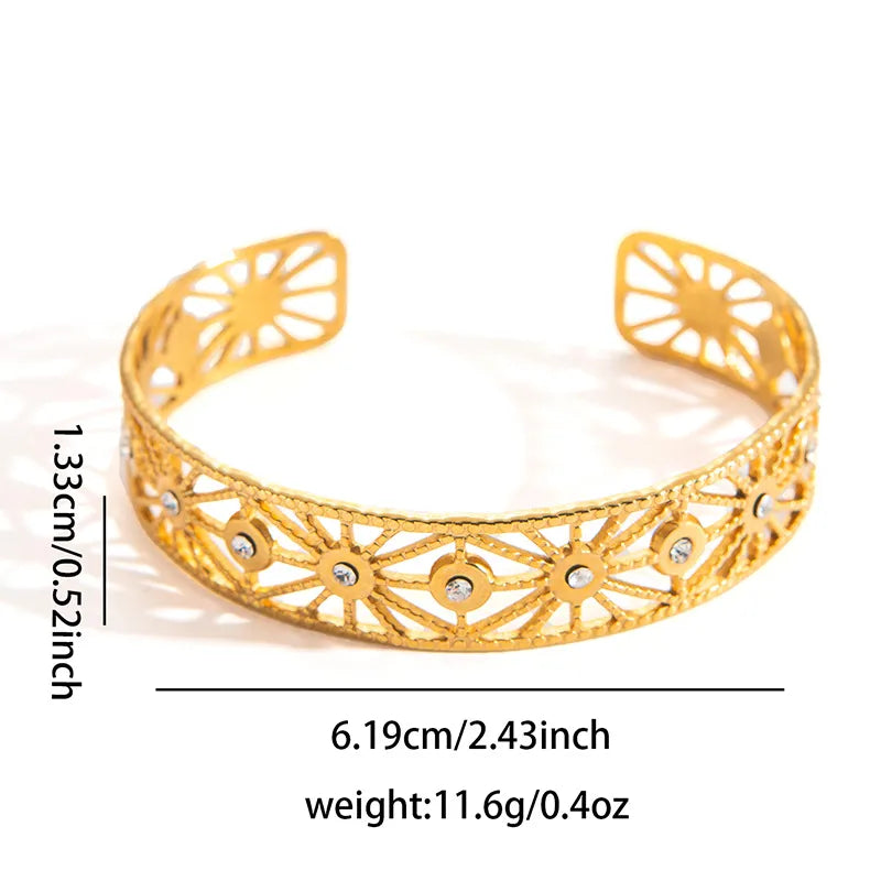 Men's Gold Stainless Steel Vintage Open Bangle B0209