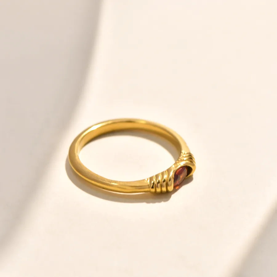 Gold Plated Titanium Steel Zircon Ring for Women Gold 3