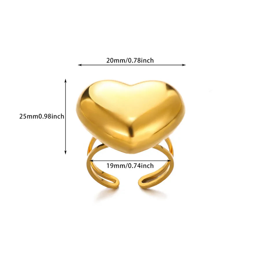 Heart & Star Open Ring – 18K Gold Stainless Steel Average Size 1