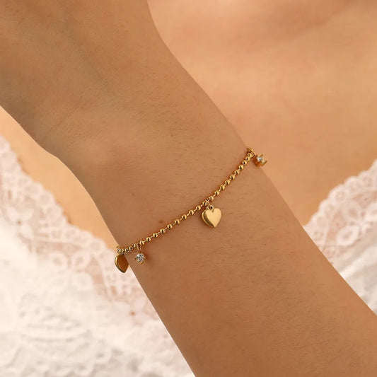 18K Gold Plated Heart Bracelet for Women