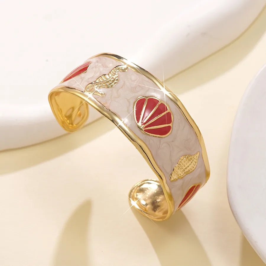 Gold-Plated Conch & Scallop Stainless Steel Bracelet