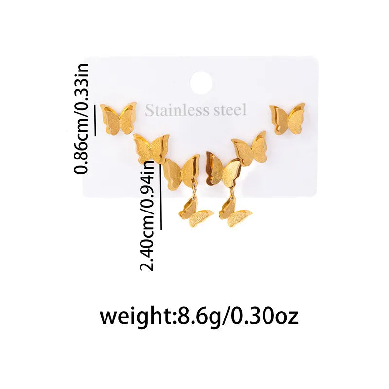 Gold Star & Butterfly Hoop Earrings