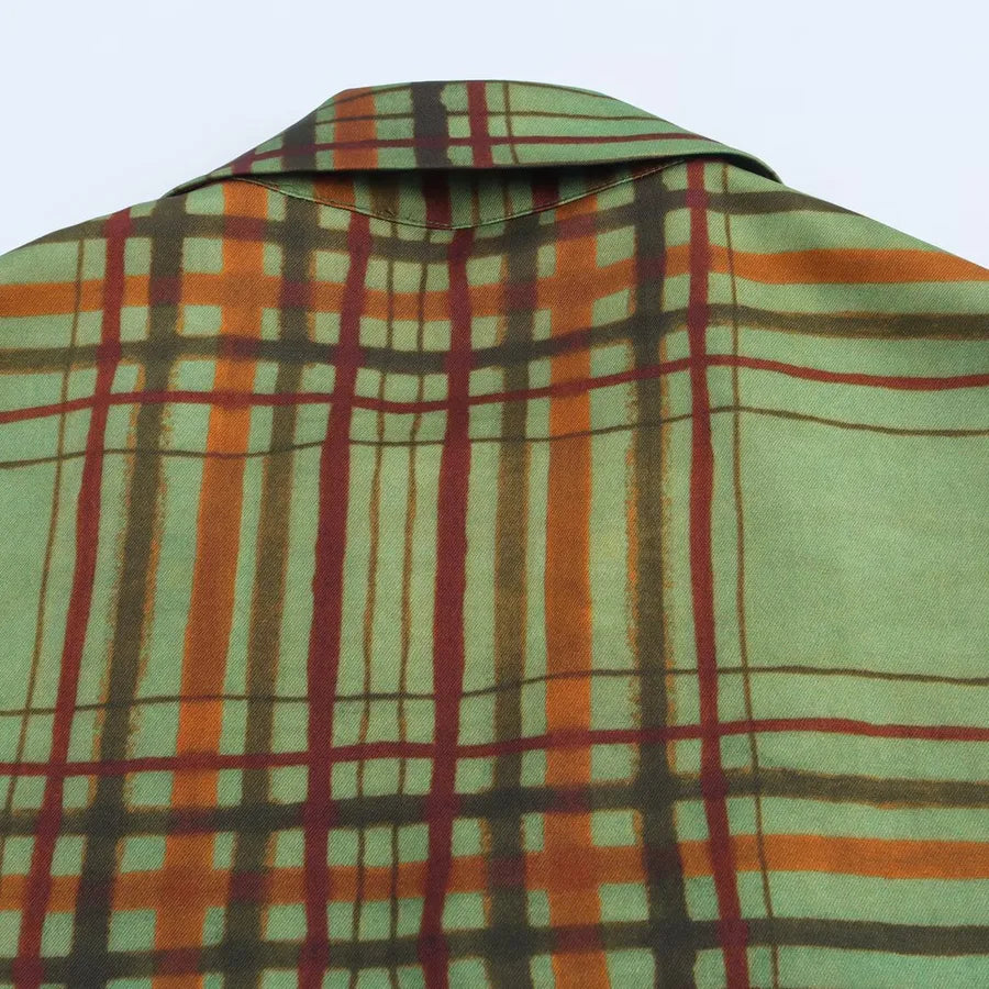 Women's Green Plaid Blazer Jacket