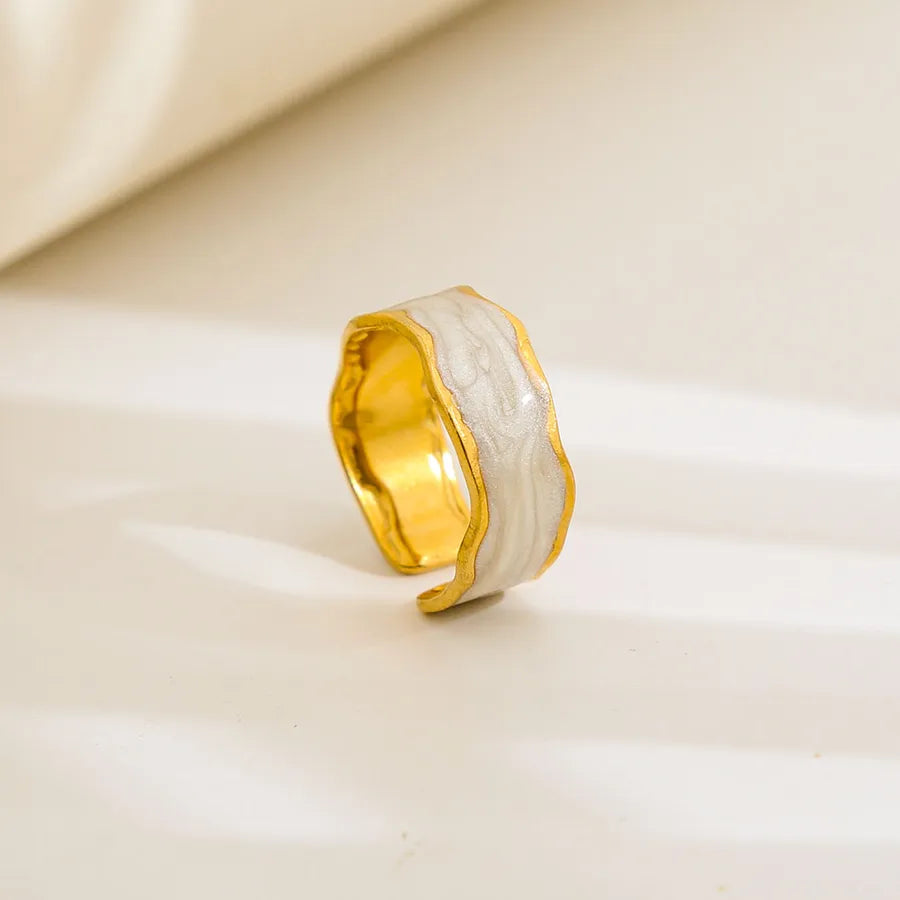 Unisex Gold-Plated Enamel Open Ring 239