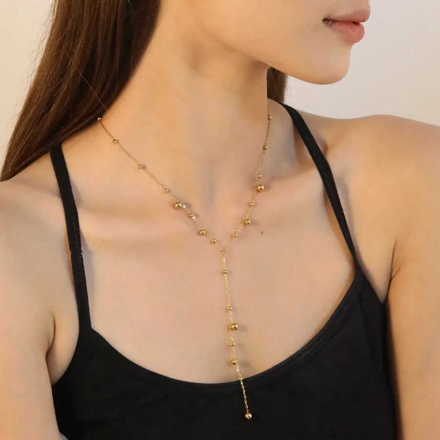 Gold Plated Geometric Tassel Y-Necklace