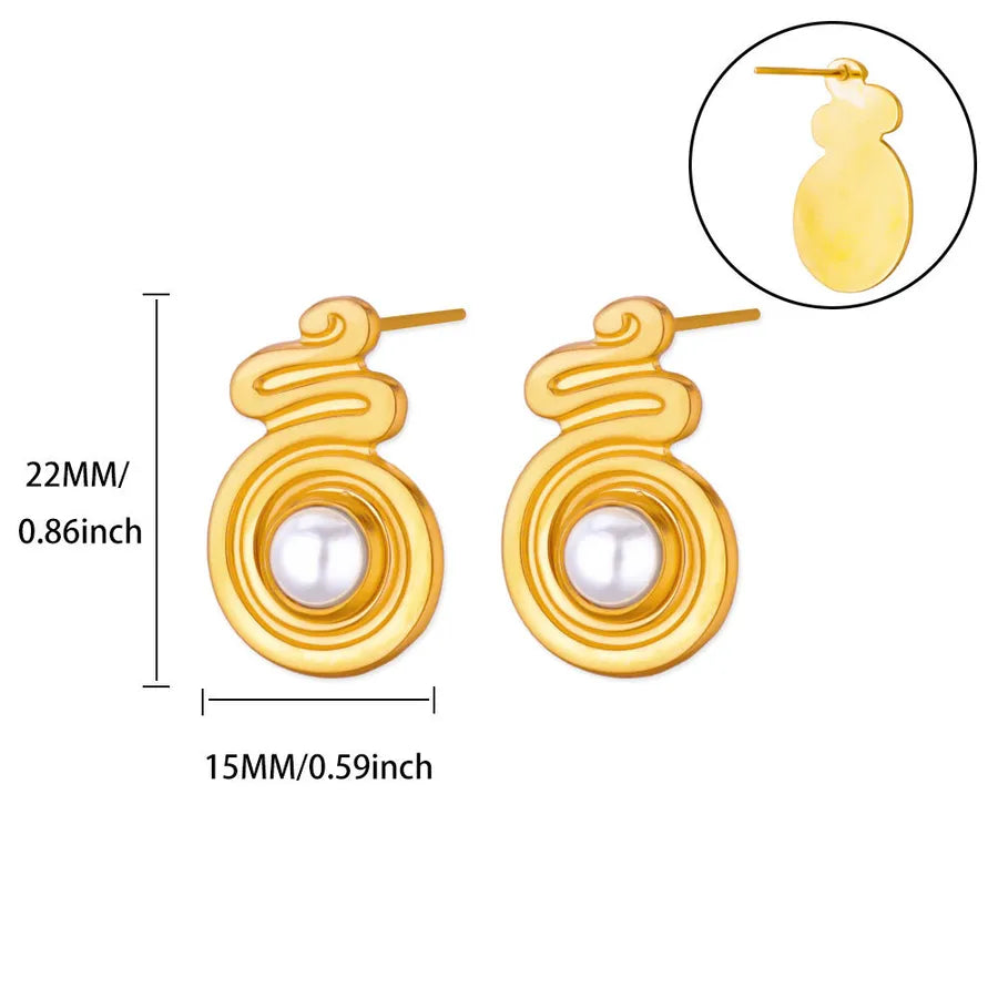 18K Gold Plated Pearl Geometric Hoop Earrings 13