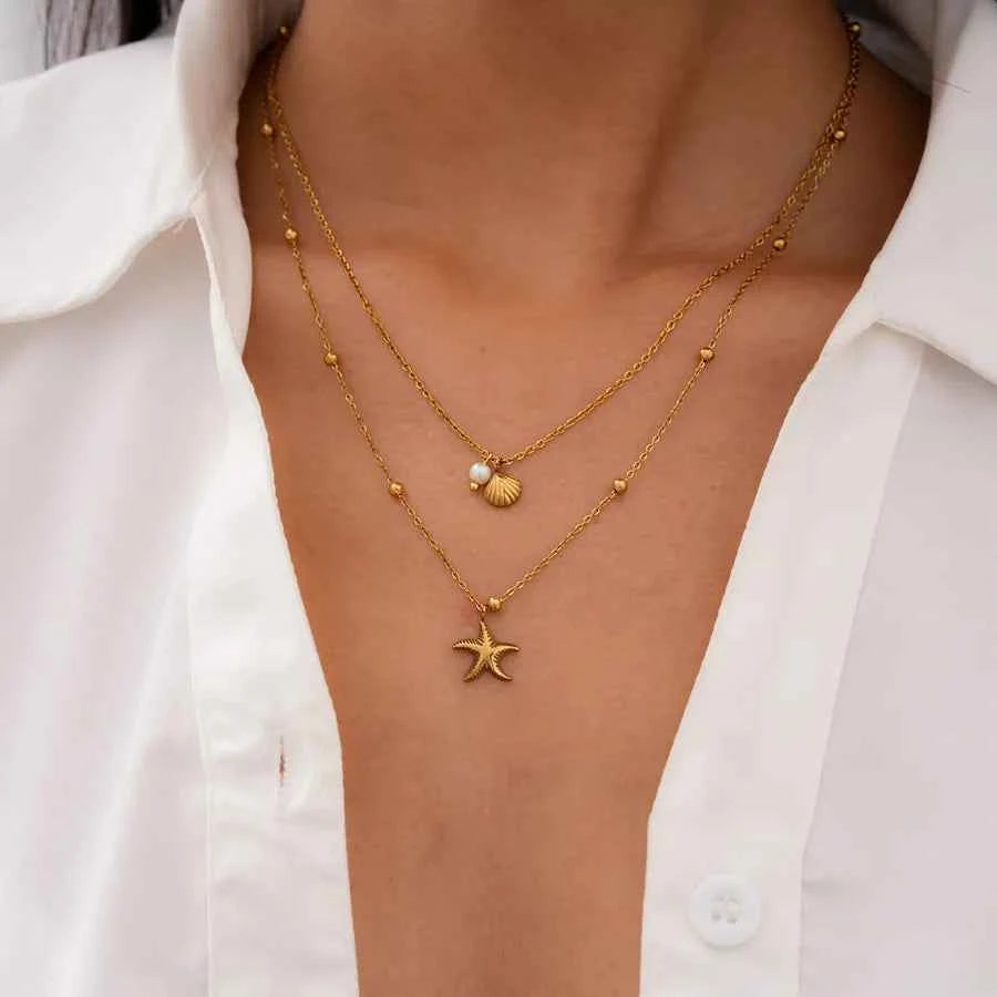 Double Layer Starfish Shell Necklace