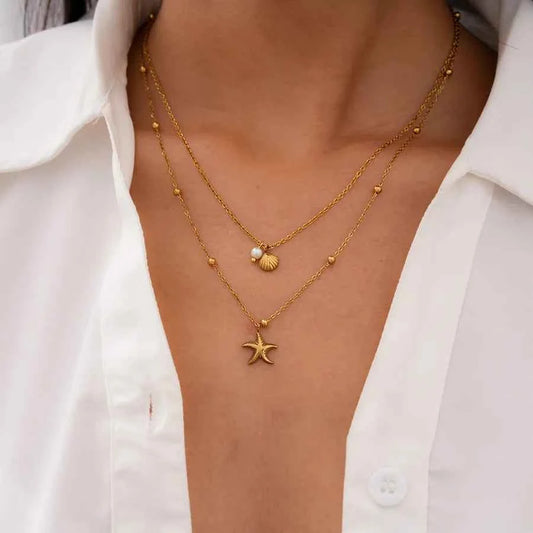 Double Layer Starfish Shell Necklace