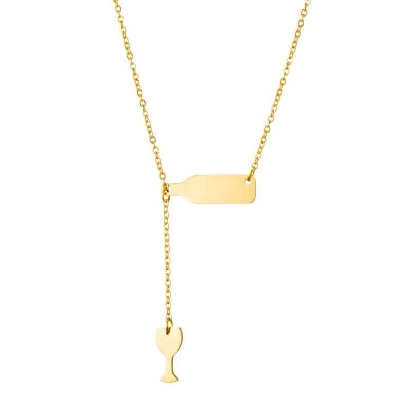 Gold Plated Geometric Bottle Pendant Necklace