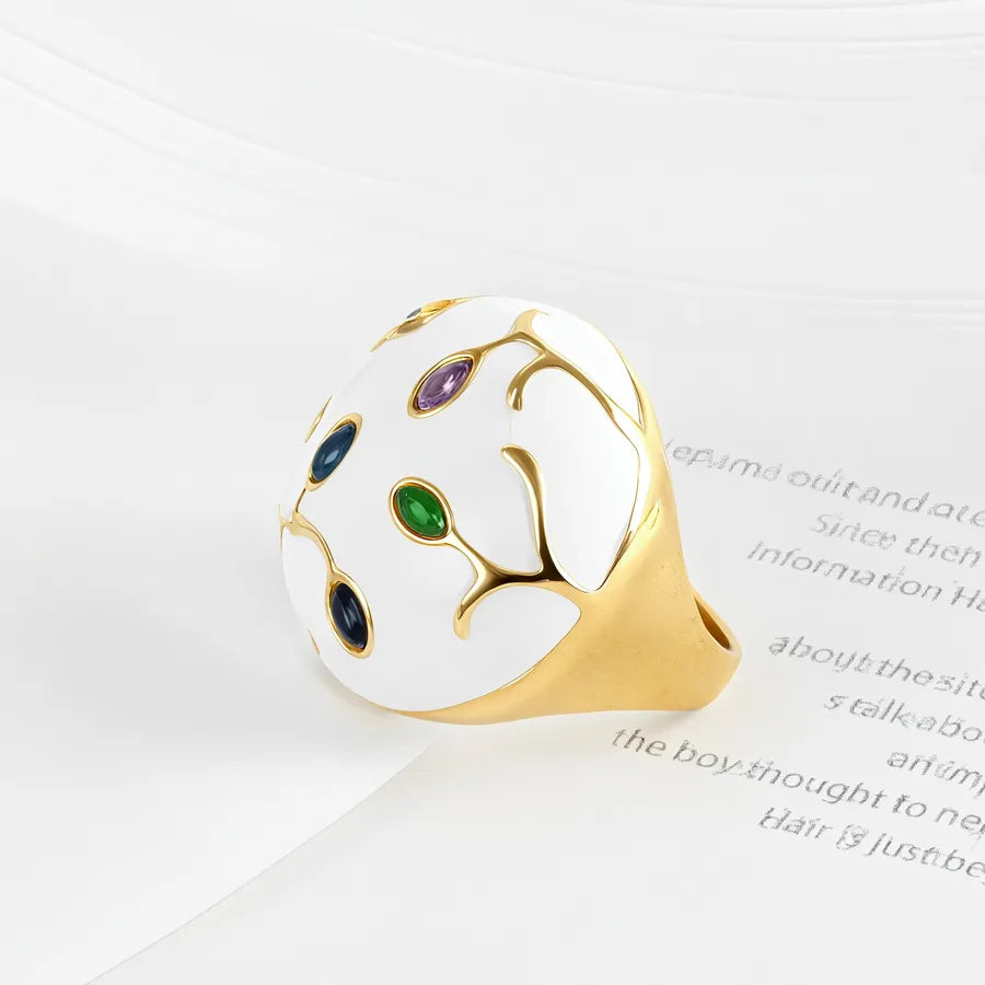 Titanium Steel Mushroom Ring with Diamond Detail