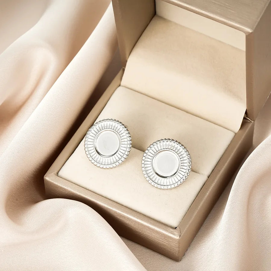 Irregular 18K Gold Plated Stainless Steel Earrings E1377-B (a Pair of Silver Ear Studs)