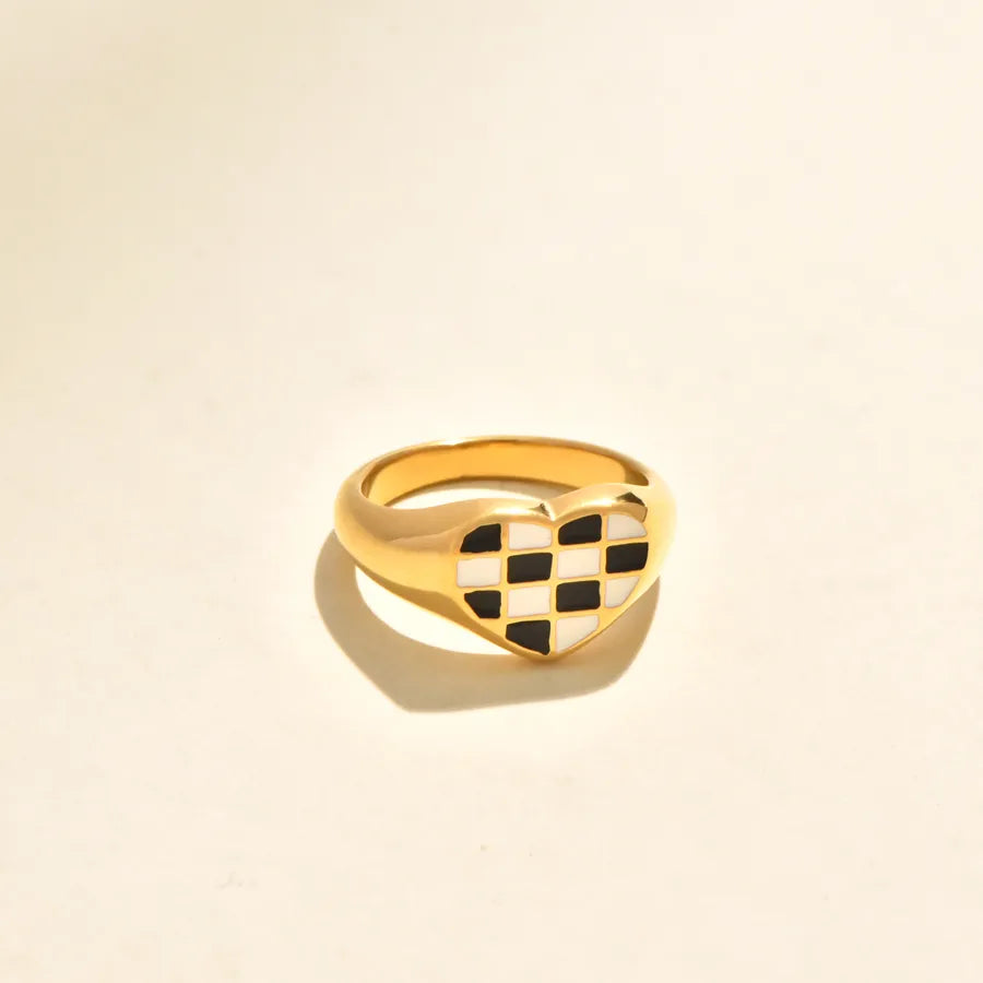 Gold Plated Geometric Heart Zircon Ring Gold 3