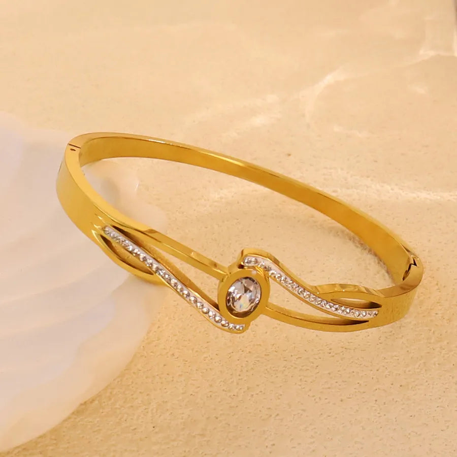 18K Gold Plated Star & Snake Stainless Steel Bracelet Average Size Gold Style 13