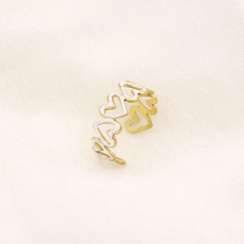 Leaf Enamel Stainless Steel Open Ring for Women Style 15