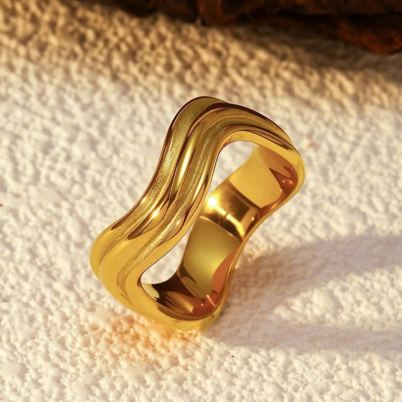 Geometric Titanium Steel Ring for Women