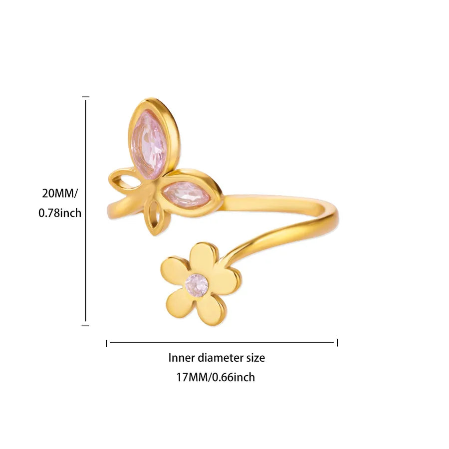 Geometric Butterfly Open Ring – 18K Gold Plated 2