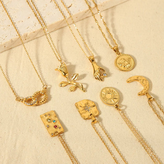Gold Sun & Moon Pendant Necklace