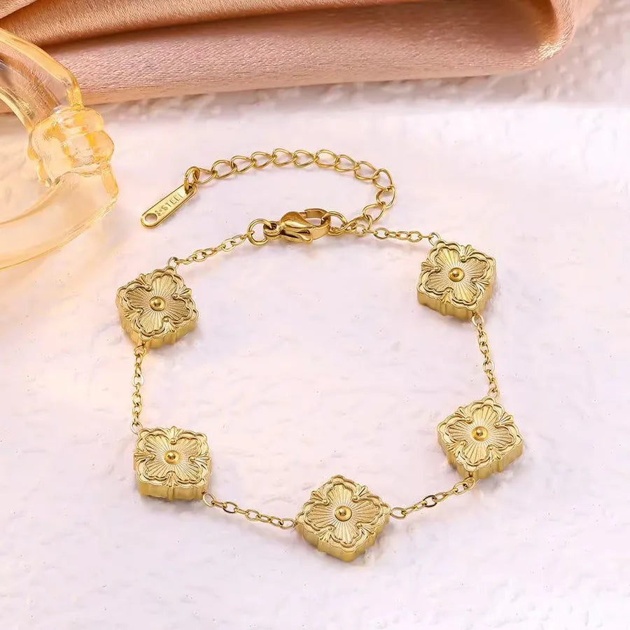 Gold Plated Rhombus Stainless Steel Bracelet